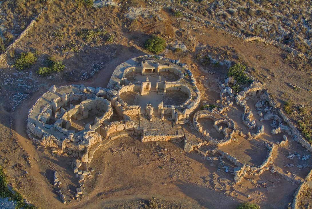 Aerial photo of the Mnajdra Temples