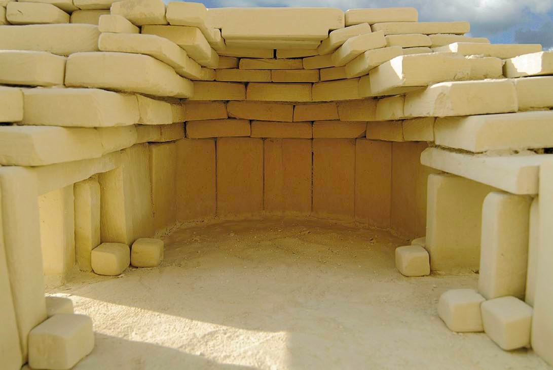 Reconstruction stone model (scale c.1:35) of a construction of a hypothetical Maltese temple